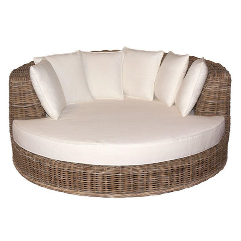Divano a Conchiglia in Giunco con 6 cuscini - Ø150 H65