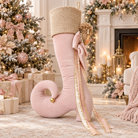 Calza di Natale dell'Elfo Imbottita – La Boutique dell'Elfo by Mata Creazioni, 35x14x55 cm