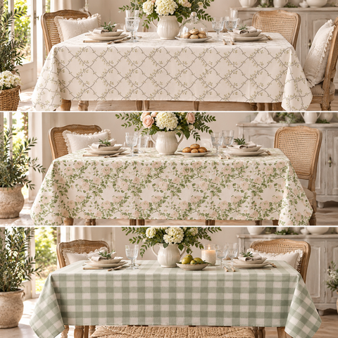 Tovaglia Rettangolare con Fantasie Differenti – Collezione Rami d'Amore by Blanc Mariclò, 140x240 cm