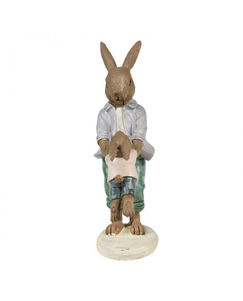 Dad and son rabbit figurine