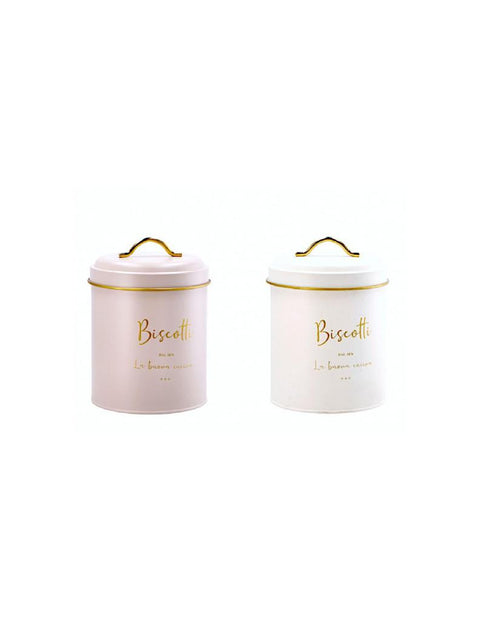 Barattolo in Latta con Coperchio "Biscotti" - D14xH20 cm