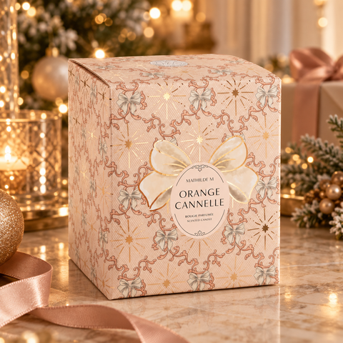 Candela Profumata Palla di Natale Rubans de Fête Orange Cannelle – Mathilde M, 210g