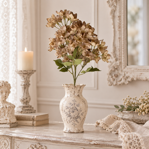 Ramo di Ortensia Artificiale Toni Autunnali – Collezione Gardena by Blanc MariClò, H 83 cm