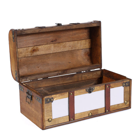 Bauletto in Legno Bicolore Bianco e Marrone Shabby Chic - 45x25x27h cm, 35x19x18h cm