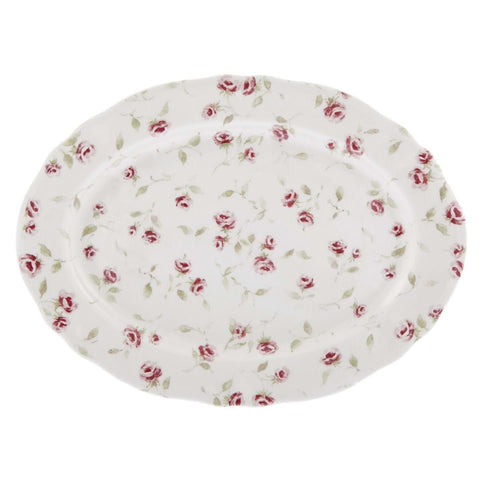 Piatto da Portata Ovale in Porcellana con Roselline Shabby Chic