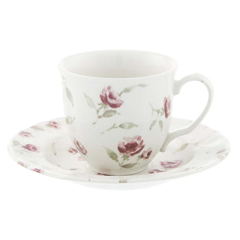 Tazza da Tè con Piattino 200 ml in Ceramica – Collezione Floret Full