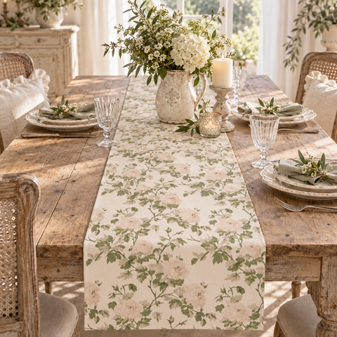 Runner Rettangolare Assortito in Cotone – Collezione Rami d'Amore by Blanc Mariclò, 45x140cm