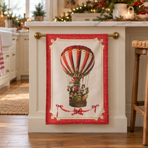 Canovacci Natalizi Vintage Times in Cotone – Blanc MariClò, 50x70cm — mongolfiera