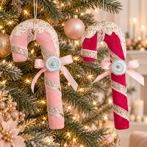 Decorazione Natalizia Candy Cane in Tessuto Glitter – Goodwill, 36cm — copertina