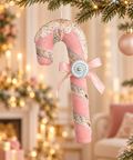 Decorazione Natalizia Candy Cane in Tessuto Glitter – Goodwill, 36cm — rosa