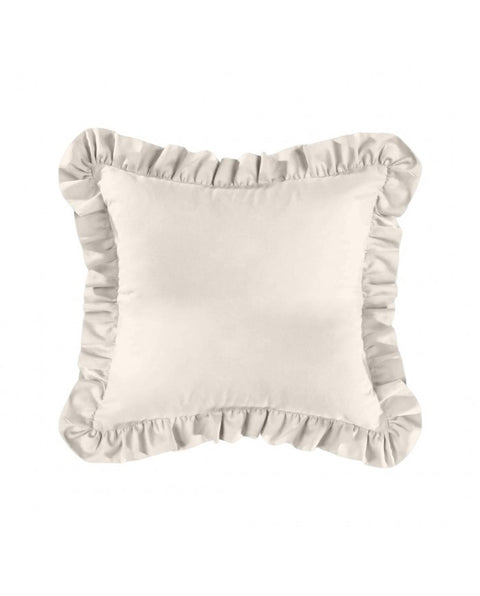 IVORY FURNISHING CUSHION WITH RUFFLE