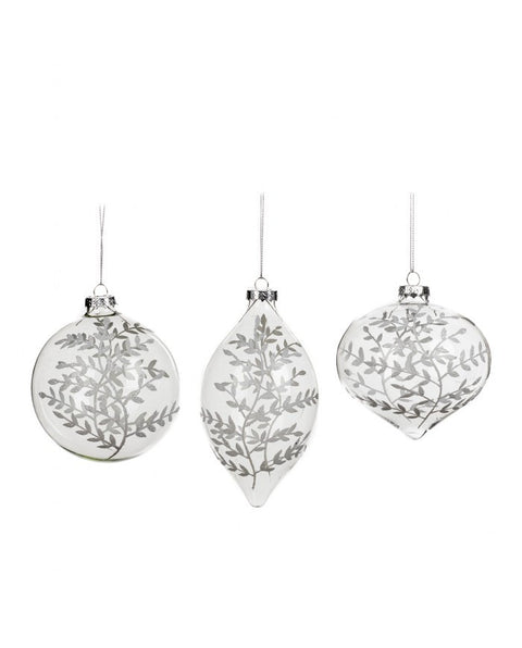 TRANSPARENT CHRISTMAS BALLS WITH GLITTER WINTER FROST