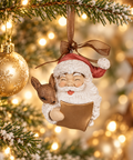 Babbo Natale con cerbiatto Clayre & Eef alto 9 cm sull’albero di Natale