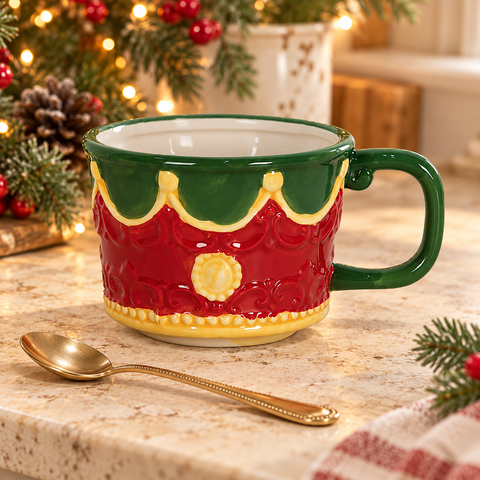 Tazza corona del set Schiaccianoci in ambientazione natalizia