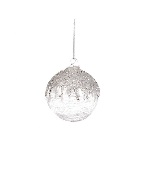 TRANSPARENT GLITTERY WINTER FROST CHRISTMAS BALLS