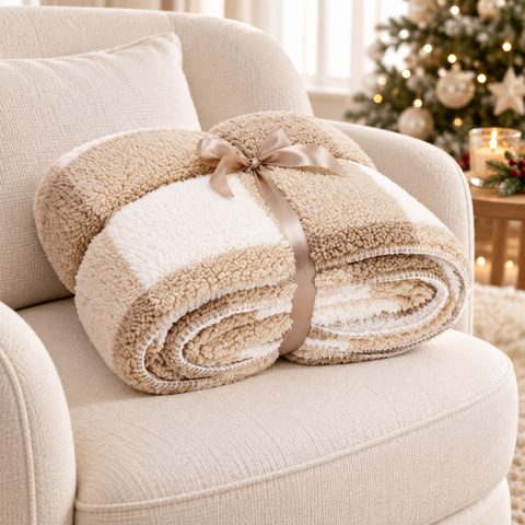 Manta Sherpa con cuadros de 200 x 220 cm: suave y cálida en 3 colores