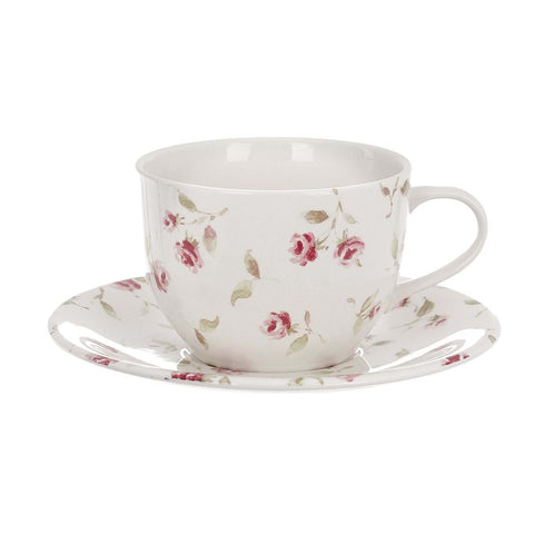 Tazza Jumbo con Piattino Floret Full in Ceramica by Blanc Mariclò