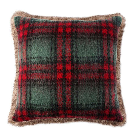 Tartan Cushion with Eco-Fur 45x45cm