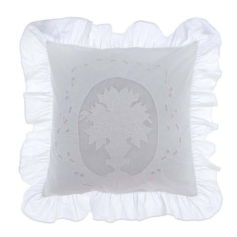 White Cotton Embroidered Cushion 45x45