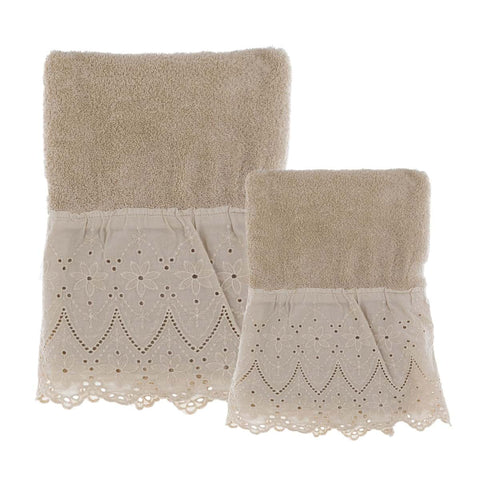 Coppia Asciugamani Sangallo Fior di Sangallo in Cotone – 40x60 e 60x110 cm