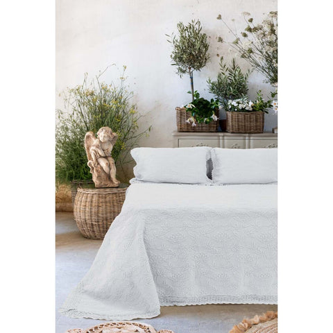 Copriletto Matrimoniale Trapuntato Fiordaliso by Blanc Mariclò - Bianco 100% Cotone