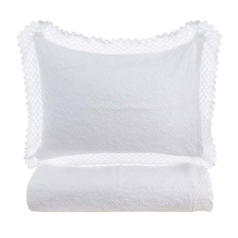Copriletto Matrimoniale Trapuntato Fiordaliso by Blanc Mariclò - Bianco 100% Cotone