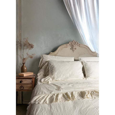 Completo Letto Matrimoniale Fior di Sangallo Panna by Blanc Mariclò - 100% Cotone Delavé No Stiro, 260x290cm