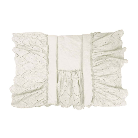 Completo Letto Matrimoniale Fior di Sangallo Panna by Blanc Mariclò - 100% Cotone Delavé No Stiro, 260x290cm