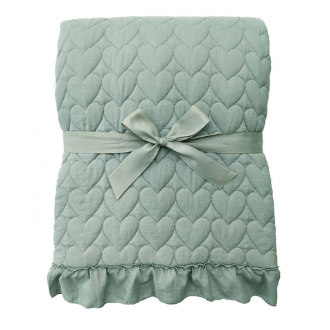 Trapunta Matrimoniale Verde con Gala 260x260 cm – Collezione Cuore di Zucchero by Blanc Mariclò