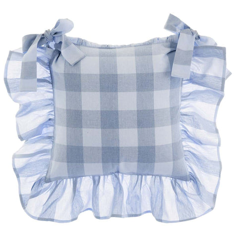 Copri Cuscino con Gala 12 cm by Blanc MariClo’ – Azzurro 40x40 cm | Collezione Bolgheri