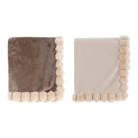 Plaid con Pom Poms 140x170 cm – Collezione Pom Pom Velluto Blanc Mariclò