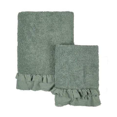 Set 2 Asciugamani con Gala in Voile Verde Chiaro – Collezione Nuvole di Voile Blanc Mariclò