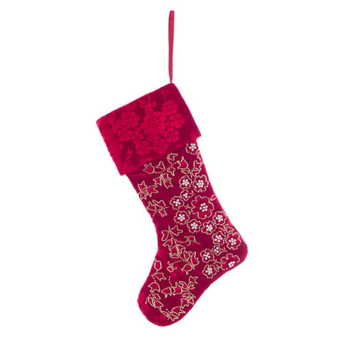 Calza di Natale in Velluto Rosso 33x18 cm – Collezione Epifania Blanc Mariclò