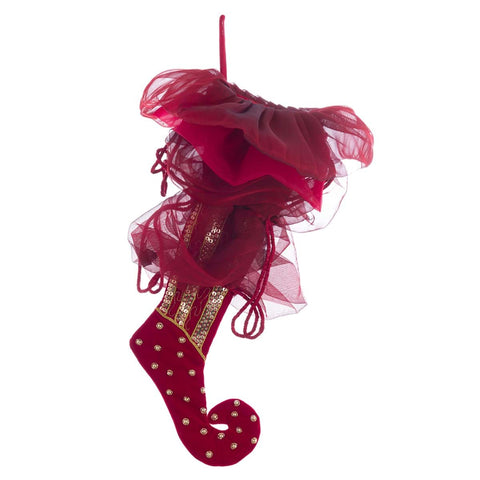 Calza di Natale in Velluto Rosso con Tulle – Collezione Cantus Natalis