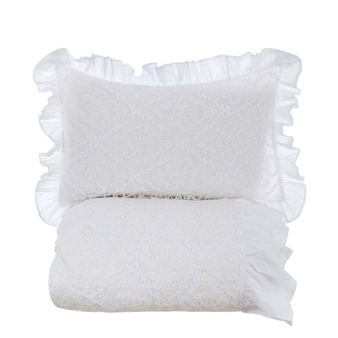 Parure Copripiumino Matrimoniale Blanc Mariclò 3 Pezzi con 2 Federe – Cotone Bianco Dentelle 240x260