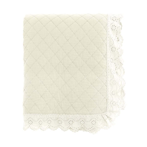 Trapunta Matrimoniale con Gala in Pizzo 260x260 cm – Pizzo Collection (Naturale, Verde, Rosa)