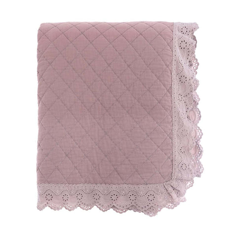 Trapunta Matrimoniale con Gala in Pizzo 260x260 cm – Pizzo Collection (Naturale, Verde, Rosa)