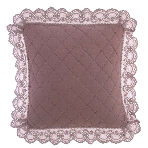 Cuscino Quadrato con Gala in Pizzo 45x45 cm – Pizzo Collection Rosa