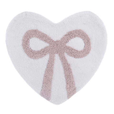 Tappeto Cuore con Fiocco 50x50 cm – Shabby Chic in Cotone
