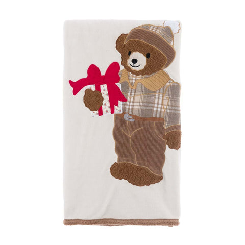Plaid Sherpa con Applicazione Orsetto – Blanc Mariclò, 140x170 cm