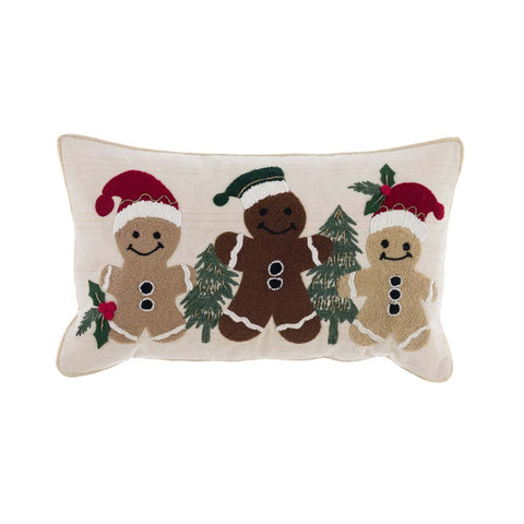 Cuscino Rettangolare Natalizio con Omini di Pan di Zenzero – Blanc Mariclò, 30x50cm