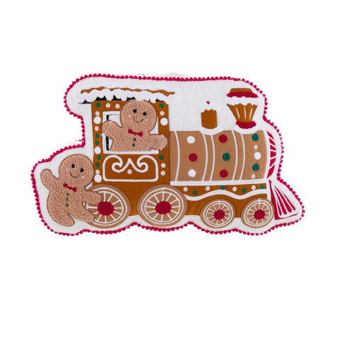 Cuscino Sagomato Natalizio Trenino di Pan di Zenzero – Blanc Mariclò, 53x33cm