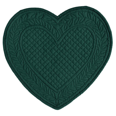Tovaglietta Americana a Cuore Trapuntata Carmen Verde Natale – Blanc Mariclò, 42x42cm