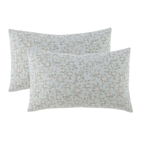 Set 2 Copriguanciali Floreali Verde Salvia – Hiver Fleuri by Blanc Mariclò, 50x80cm