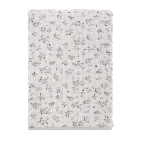 Trapunta Matrimoniale Floreale Bianco e Lillà 330 GSM – Hiver Fleuri by Blanc Mariclò, 260x260cm