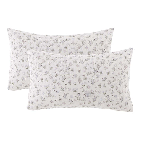 Set 2 Copriguanciali Floreali Bianco e Lillà – Hiver Fleuri by Blanc Mariclò, 50x80cm