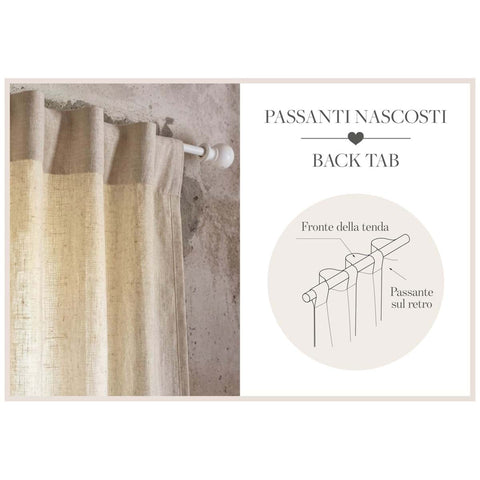 Tenda Avorio in Misto Lino con Bottoni – Nuvola Collection by Blanc Mariclò, 150x290cm