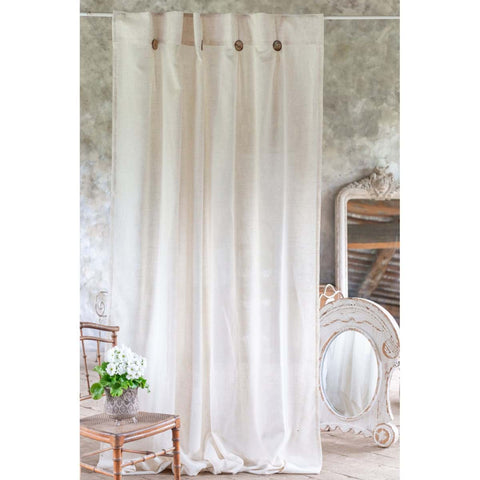 Tenda Avorio in Misto Lino con Bottoni – Nuvola Collection by Blanc Mariclò, 150x290cm