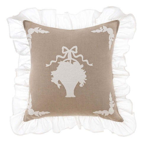 Cuscino d'Arredo in Misto Lino Naturale con Gala –  Soffio Collection by Blanc Mariclò, 45x45cm