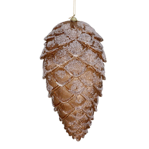 Pigna Decorativa Pendente Dorata Effetto Neve e Brina - Goodwill, 28cm